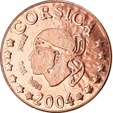 França, Euro Cent, Corse, 2004, unofficial private coin, MS(63), Aço Cromado a