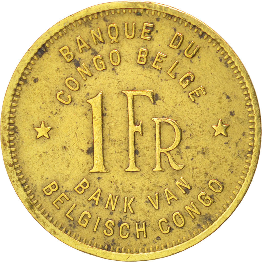 BELGIAN CONGO, Franc, 1949, KM #26, EF(40-45), Brass, 19.20, 2.49