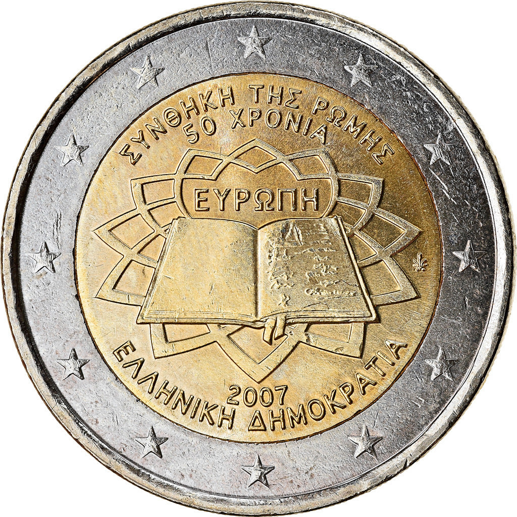 Grecia, 2 Euro, Traité de Rome 50 ans, 2007, SPL+, Bi-metallico, KM:216