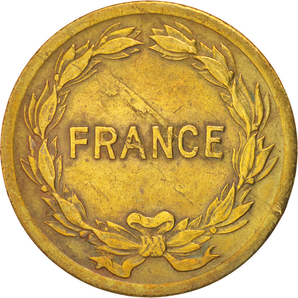 FRANCE, France Libre, 2 Francs, 1944, Philadelphia, KM #905, VF(30-35), Brass,..