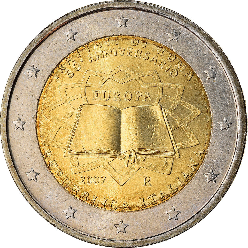 Italia, 2 Euro, Traité de Rome 50 ans, 2007, SPL-, Bi-metallico, KM:311