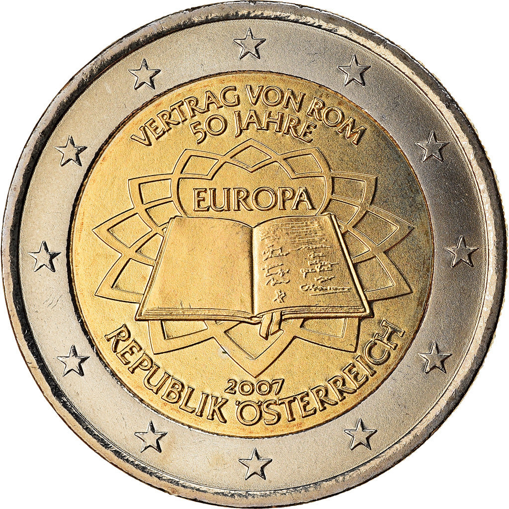 Austria, 2 Euro, Traité de Rome 50 ans, 2007, SPL+, Bi-metallico, KM:3150