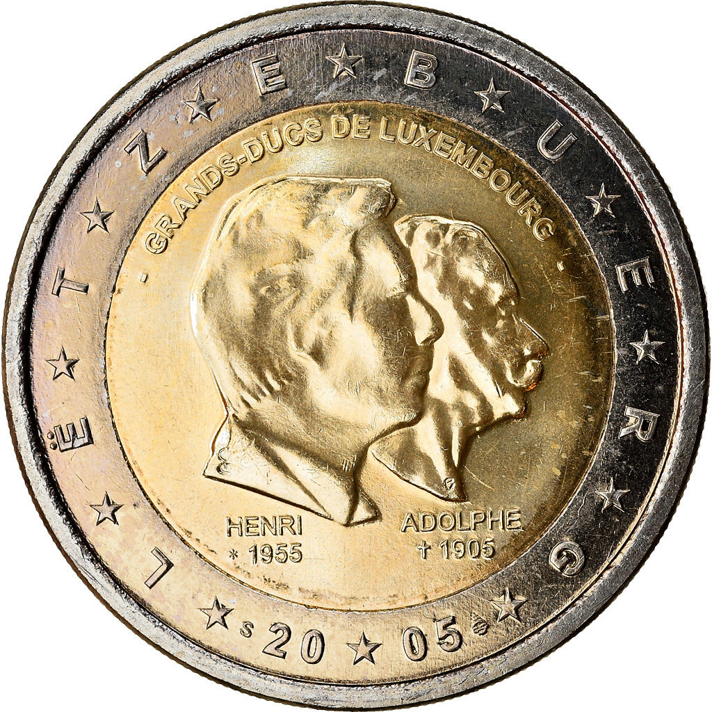 Luxemburgo, 2 Euro, Grands Ducs de Luxembourg, 2005, AU(55-58), Bimetálico