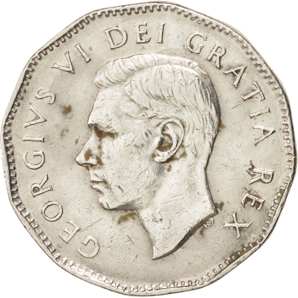 CANADA, 5 Cents, 1949, Royal Canadian Mint, KM #33, EF(40-45), Nickel, 21.2,...