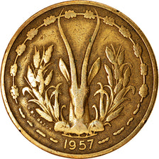 Moneda, África oriental francesa, 25 Francs, 1957, BC+, Aluminio - bronce, KM:9