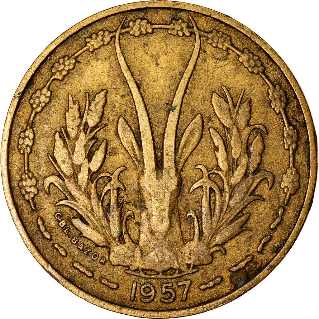 Moeda, África Ocidental Francesa, 10 Francs, 1957, VF(30-35), Alumínio-Bronze