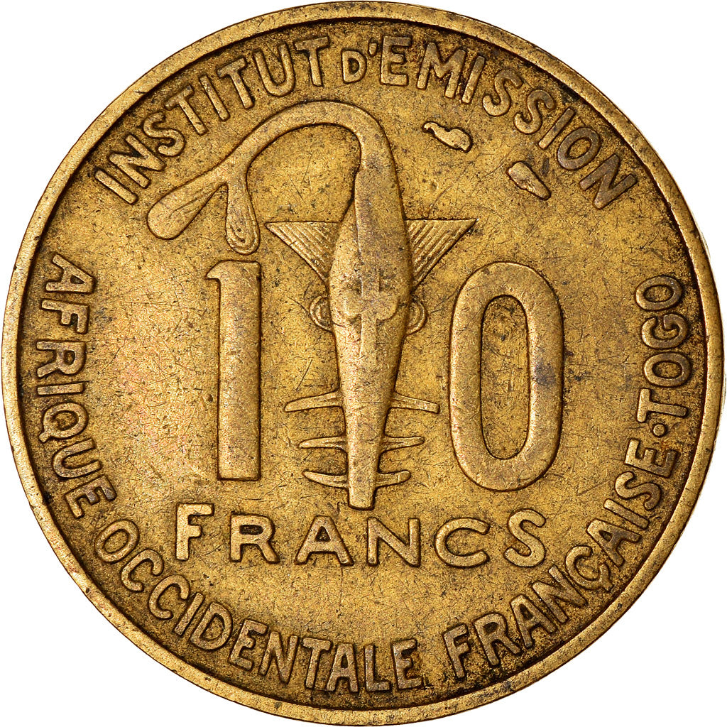 Moeda, África Ocidental Francesa, 10 Francs, 1957, VF(30-35), Alumínio-Bronze