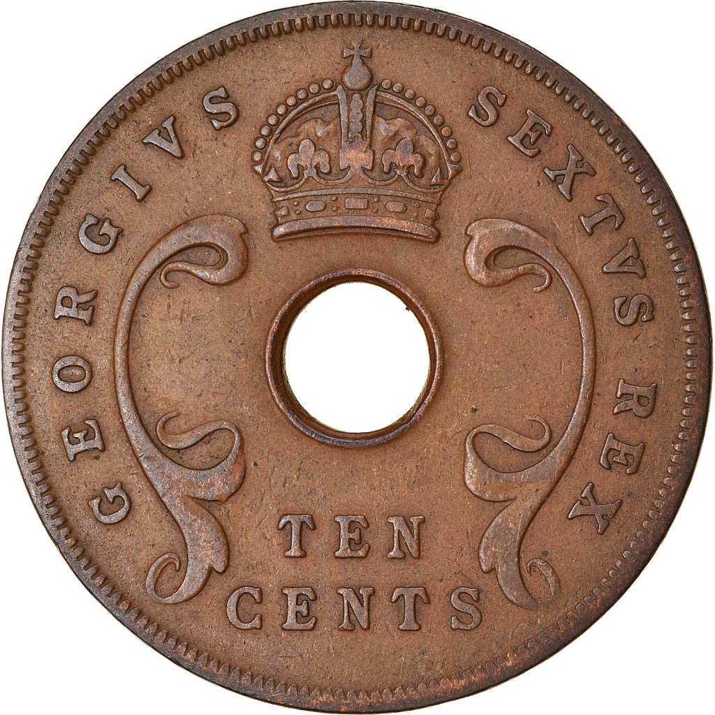 Monnaie, EAST AFRICA, George VI, 10 Cents, 1950, TTB, Bronze, KM:34