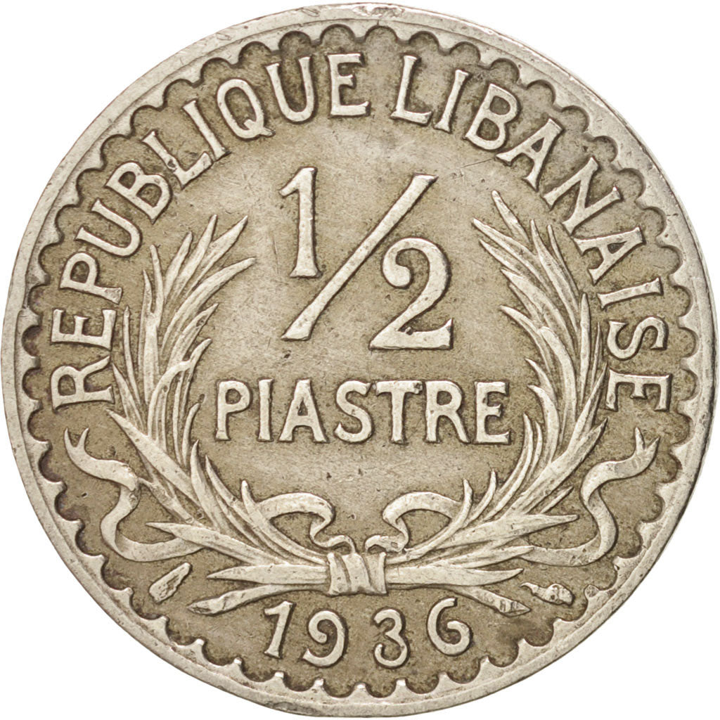 LEBANON, 1/2 Piastre, 1936, Paris, KM #9, EF(40-45), Copper-Nickel, 21, 3.94