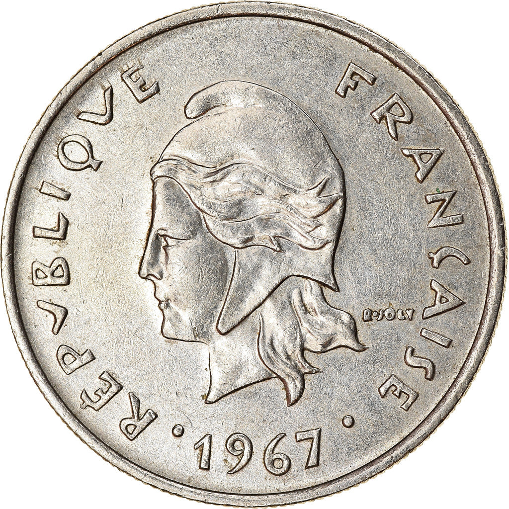 Moneta, Nuove Ebridi, 10 Francs, 1967, Paris, BB, Nichel, KM:2.1