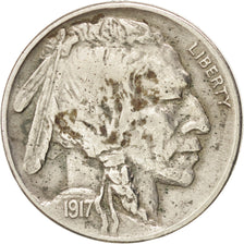 UNITED STATES, Buffalo Nickel, 5 Cents, 1917, U.S. Mint, KM #134, EF(40-45),...