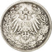 GERMANY - EMPIRE, 1/2 Mark, 1916, Hambourg, KM #17, EF(40-45), Silver, 20, 2.78