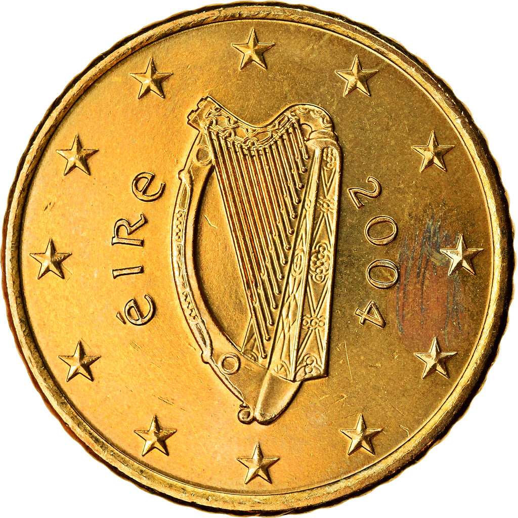 REPUBLIKA IRLANDII, 50 Euro Cent, 2004, Sandyford, MS(63), Mosiądz, KM:37