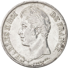 Coin, France, Charles X, 5 Francs, 1827, Lille, EF(40-45), Silver, KM:728.13
