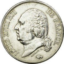 Moneta, Francia, Louis XVIII, Louis XVIII, 5 Francs, 1822, Paris, BB+, Argento