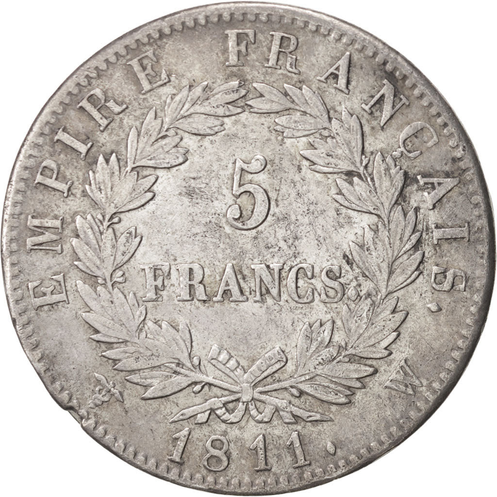 FRANCE, Napoléon I, 5 Francs, 1811, Lille, KM #694.16, VF(30-35), Silver, Gadour