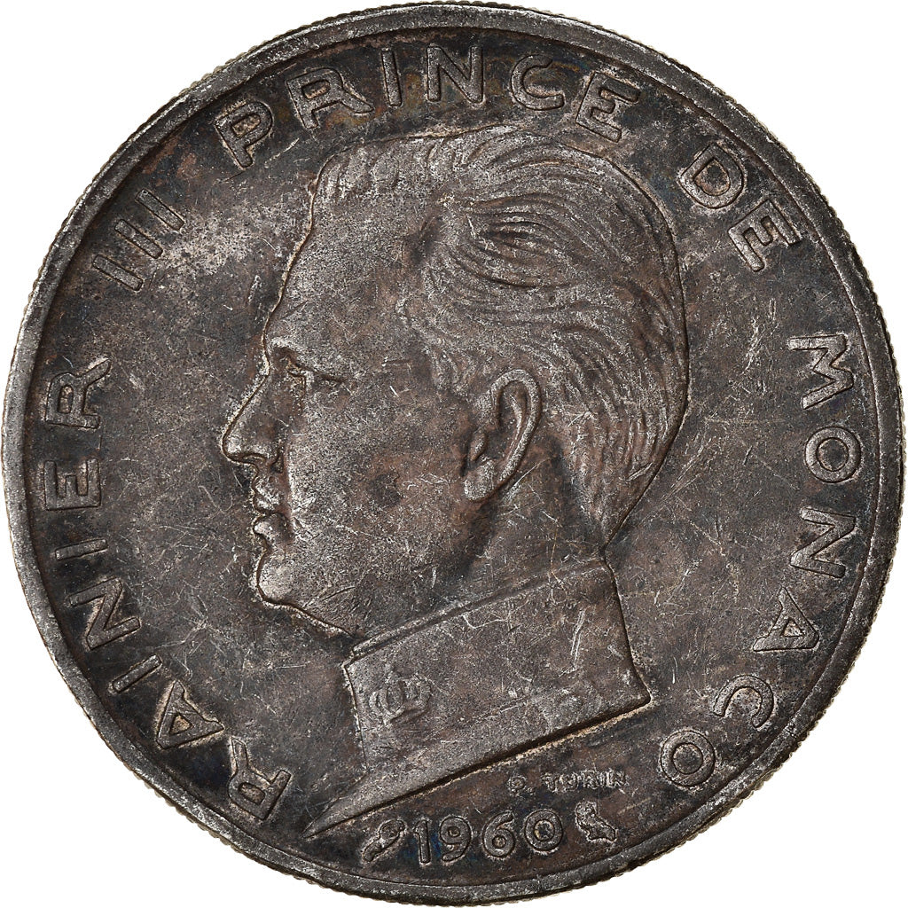 Coin, Monaco, Rainier III, 5 Francs, 1960, VF(20-25), Silver, KM:141, Gadoury:MC