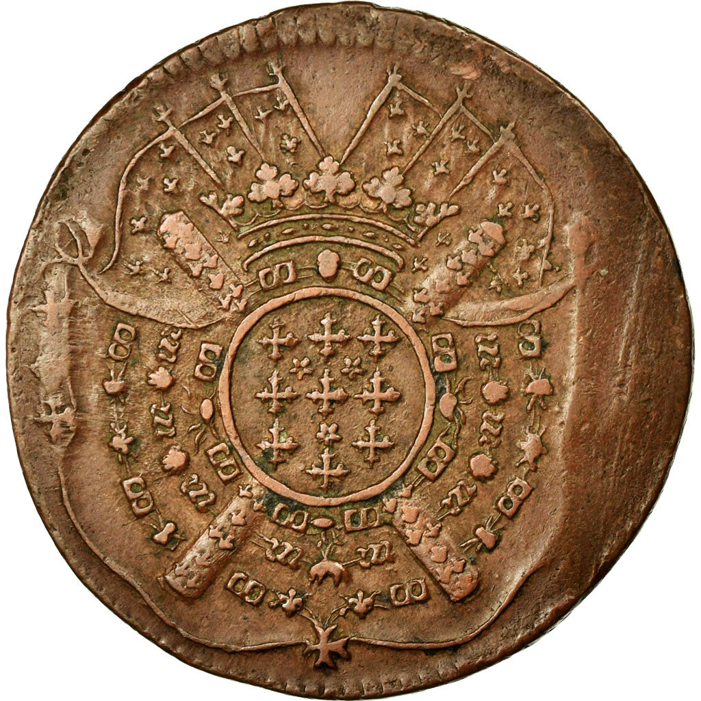 Coin, FRENCH STATES, LILLE, 20 Sols, 1708, Lille, EF(40-45), Copper, KM:7