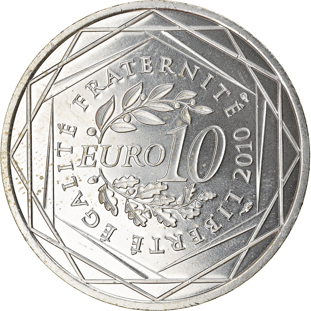 France, 10 Euro, Guadeloupe, 2010, MS(63), Silver, KM:1655