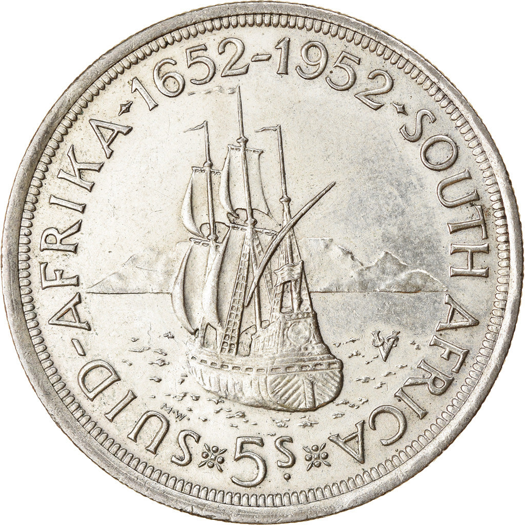 Monnaie, Afrique du Sud, George VI, 5 Shillings, 1952, TTB, Argent, KM:41