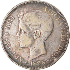 Moneta, Spagna, Alfonso XIII, 5 Pesetas, 1896, Valencia, MB, Argento, KM:707