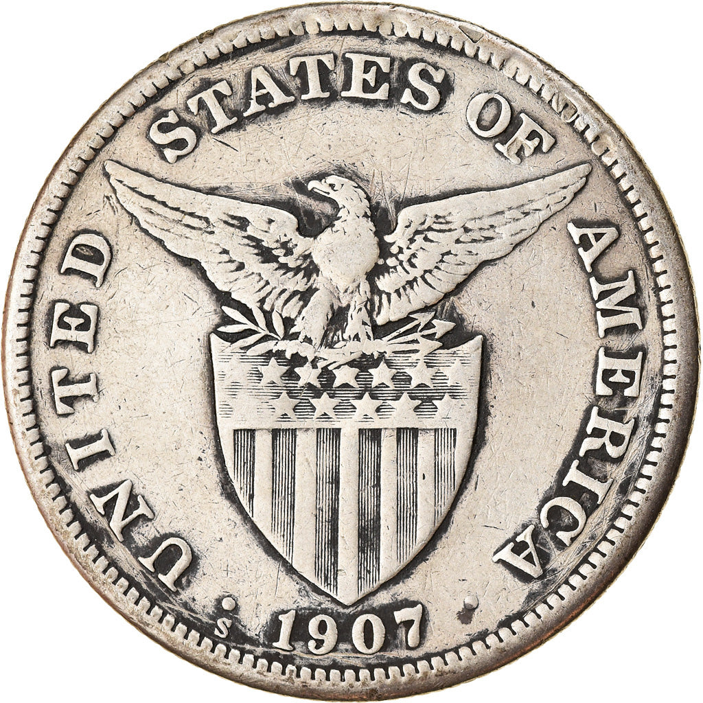 Münze, Philippinen, Peso, 1907, San Francisco, S+, Silber, KM:172