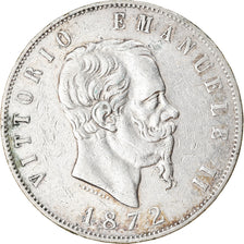 Moneta, Italia, 5 Lire, 1872, Milan, MB+, Argento, KM:8.3