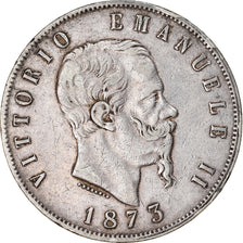 Coin, Italy, Vittorio Emanuele II, 5 Lire, 1873, Milan, EF(40-45), Silver