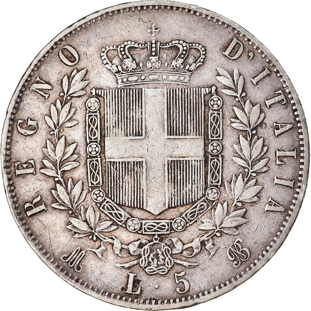 Coin, Italy, Vittorio Emanuele II, 5 Lire, 1873, Milan, EF(40-45), Silver
