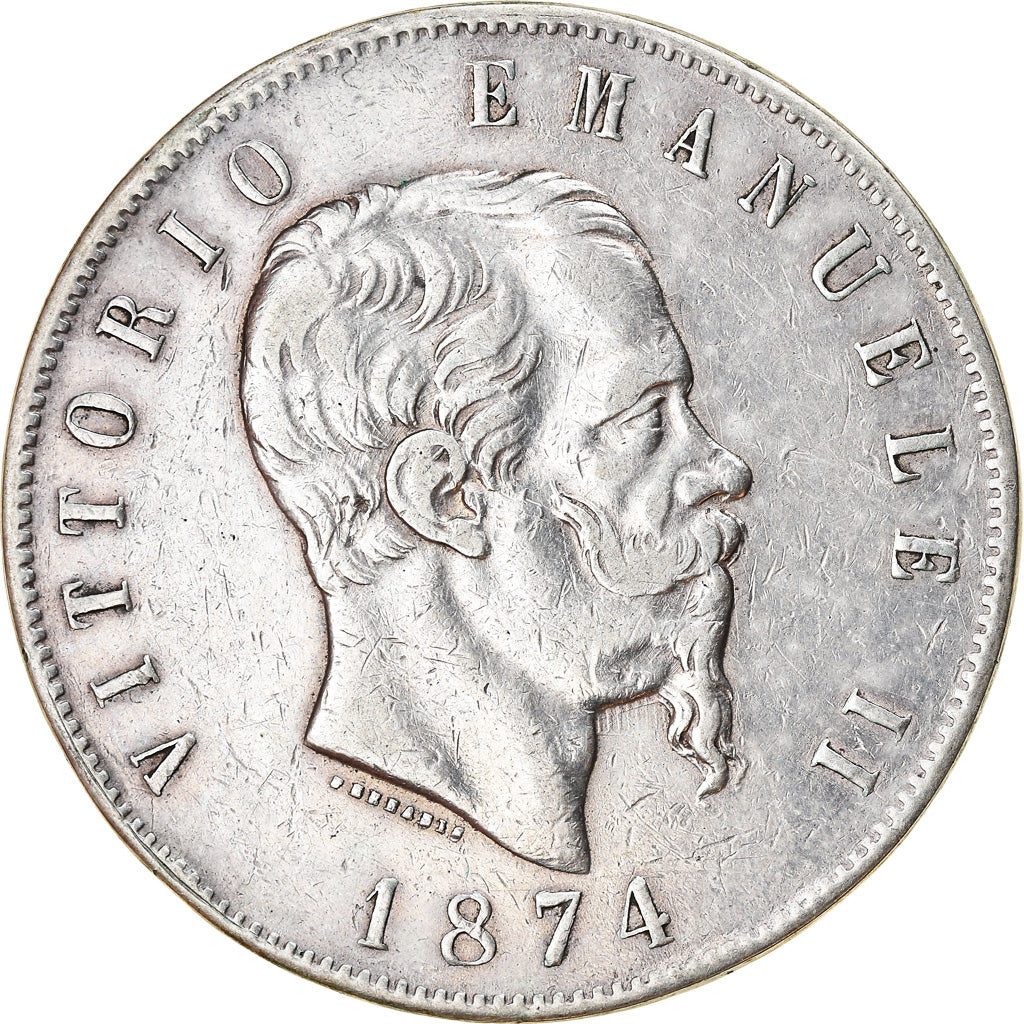 Monnaie, Italie, Vittorio Emanuele II, 5 Lire, 1874, Milan, TTB, Argent, KM:8.3