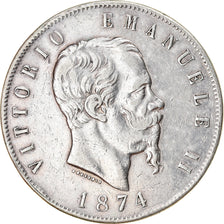 Monnaie, Italie, Vittorio Emanuele II, 5 Lire, 1874, Milan, TTB, Argent, KM:8.3
