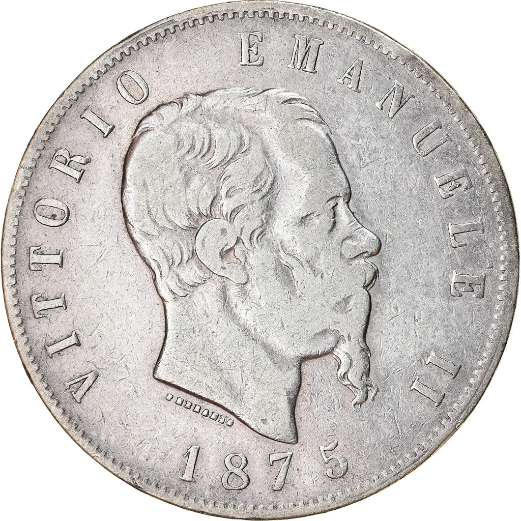 Monnaie, Italie, Vittorio Emanuele II, 5 Lire, 1875, Milan, TB+, Argent, KM:8.3