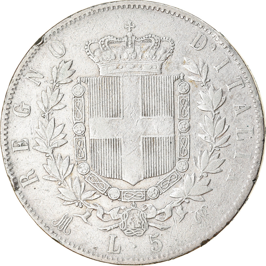 Monnaie, Italie, Vittorio Emanuele II, 5 Lire, 1875, Milan, TB+, Argent, KM:8.3