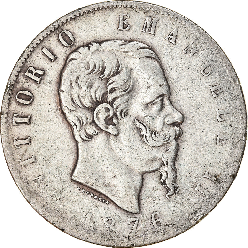 Münze, Italien, Vittorio Emanuele II, 5 Lire, 1876, Rome, S+, Silber, KM:8.4