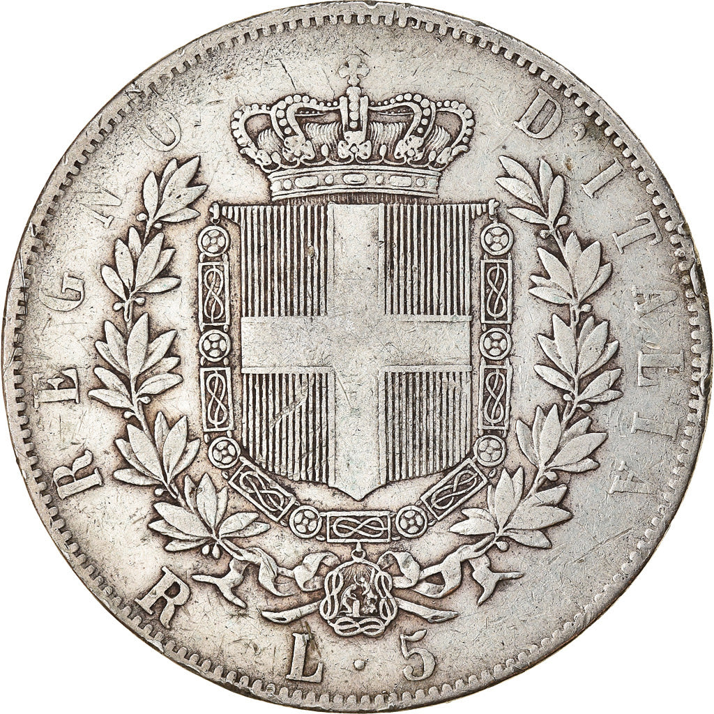 Münze, Italien, Vittorio Emanuele II, 5 Lire, 1876, Rome, S+, Silber, KM:8.4