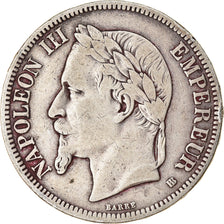 Francia, Napoléon III, 5 Francs, 1867, Strasbourg, MB+, Argento, KM:799.2