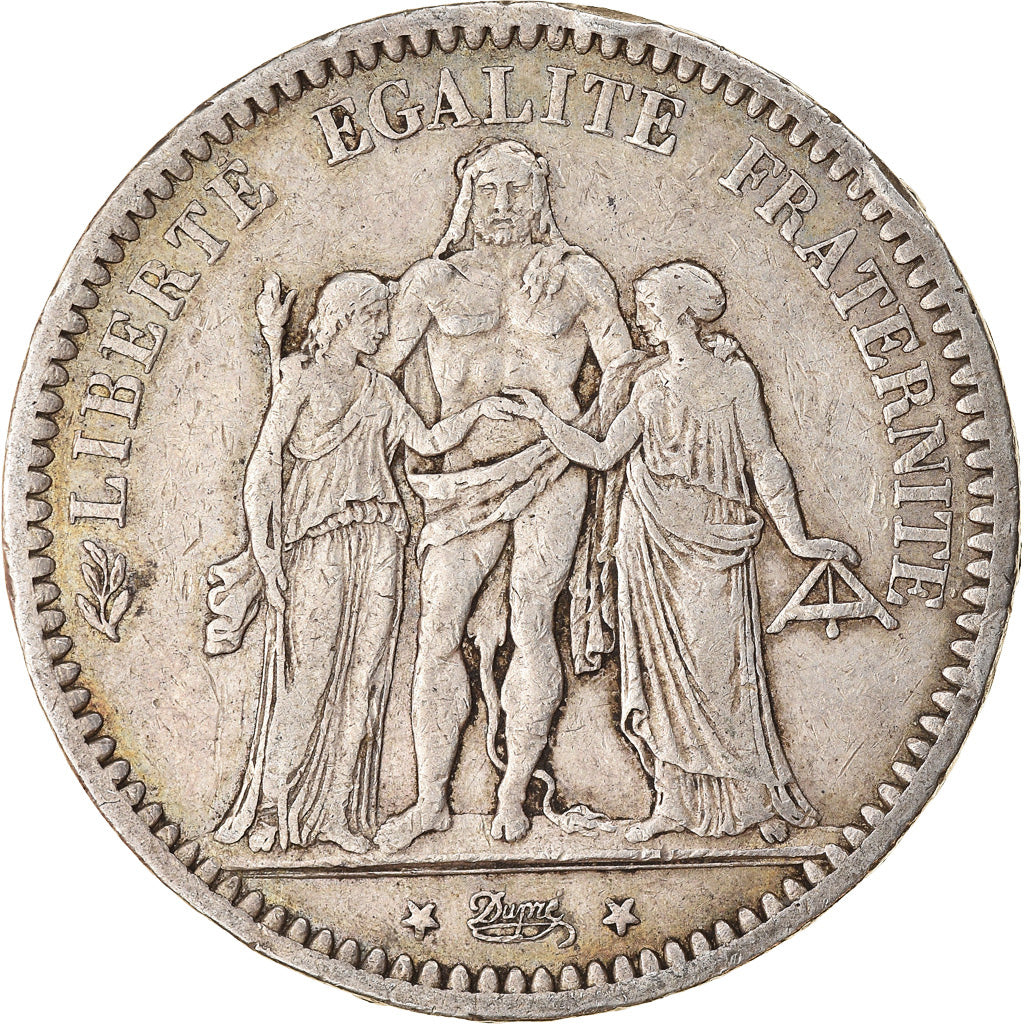 Moeda, França, Hercule, 5 Francs, 1873, Paris, EF(40-45), Prata, KM:820.1
