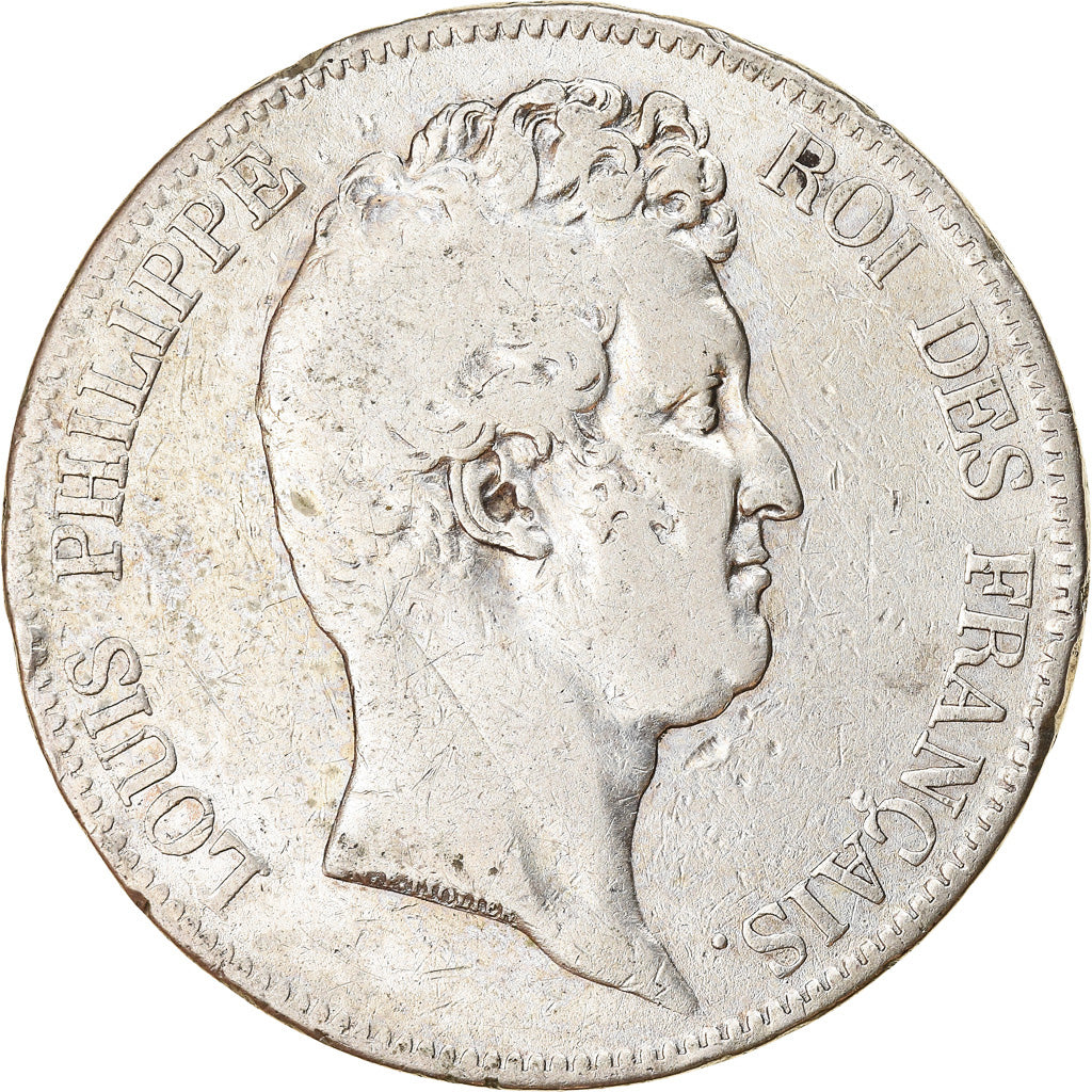Moneda, Francia, Louis-Philippe, 5 Francs, 1830, Lyon, BC, Plata, KM:735.4
