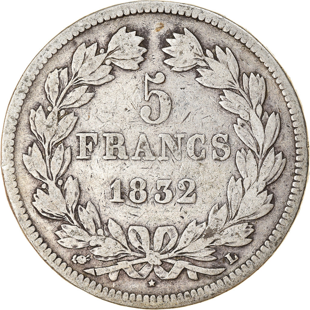 Monnaie, France, Louis-Philippe, 5 Francs, 1832, Bayonne, TB, Argent