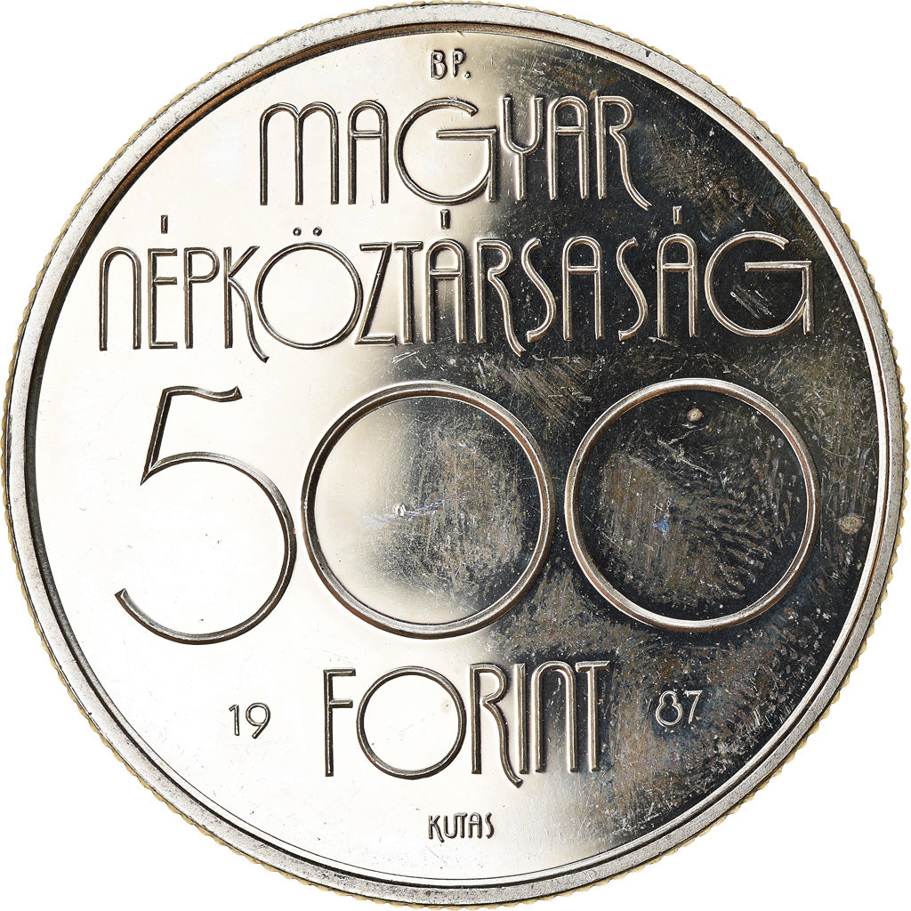 Münze, Ungarn, 500 Forint, Otszaz, 1987, S+, Silber, KM:660