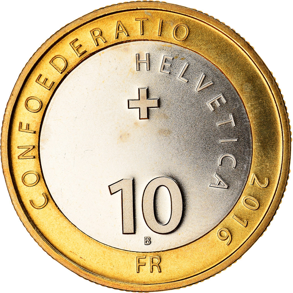 Münze, Schweiz, Flora Alpina, 10 Francs, 2016, Bern, UNZ, Bi-Metallic