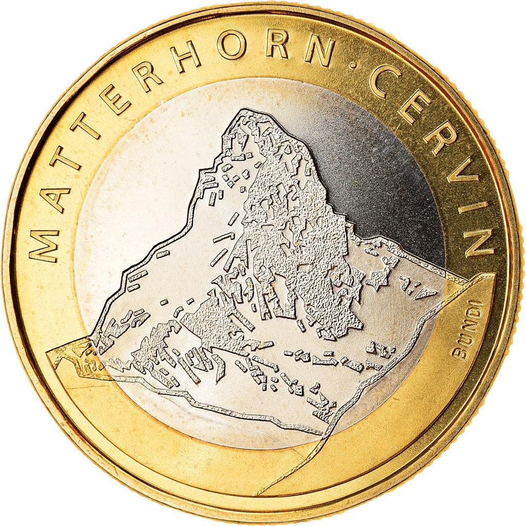 Münze, Schweiz, Matterhorn, Cervin, 10 Francs, 2004, Bern, UNZ, Bi-Metallic