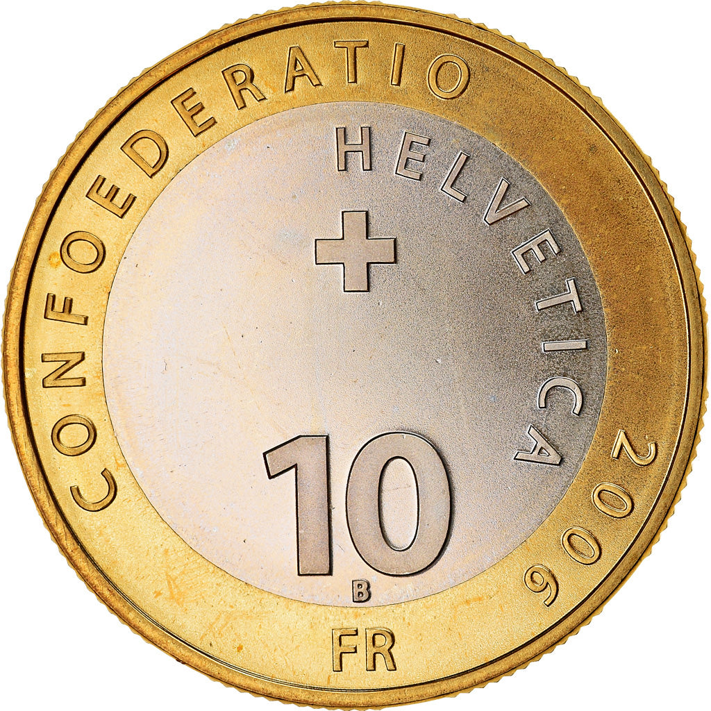 Münze, Schweiz, Piz Bernina, 10 Francs, 2006, Bern, UNZ, Bi-Metallic