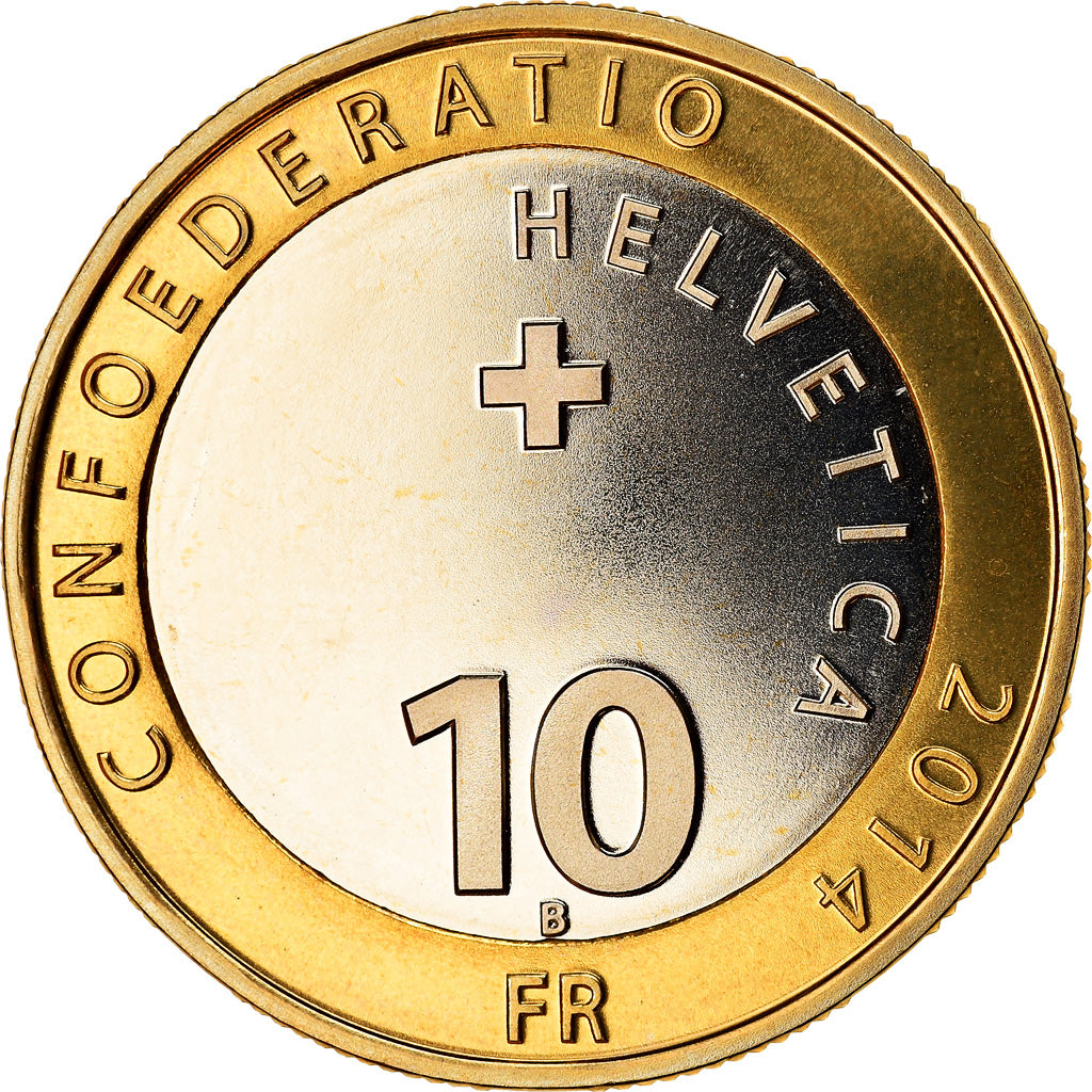 Münze, Schweiz, Gansabhauet, 10 Francs, 2014, Bern, UNZ, Bi-Metallic