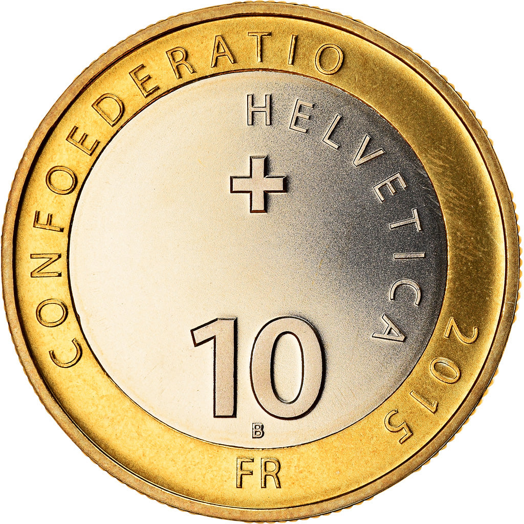 Coin, Switzerland, Albabzug, 10 Francs, 2015, Bern, MS(63), Bi-Metallic
