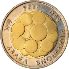 Münze, Schweiz, Vignerons Vevey, 5 Francs, 1999, Bern, UNZ, Bi-Metallic