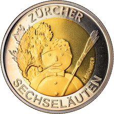 Münze, Schweiz, Zürcher Sechseläuten, 5 Francs, 2001, Bern, UNZ, Bi-Metallic