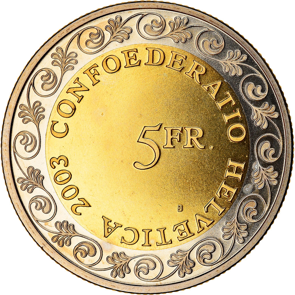 Moneta, Svizzera, Chalandamarz, 5 Francs, 2003, Bern, SPL, Bi-metallico