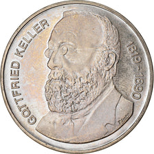 Coin, Switzerland, Gottfried Keller, 5 Francs, 1990, AU(55-58), Copper-nickel