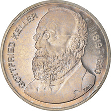 Coin, Switzerland, Gottfried Keller, 5 Francs, 1990, AU(55-58), Copper-nickel